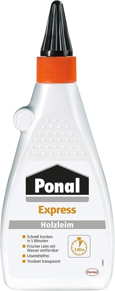 Ponal Express Holzleim, schnell trocknender Leim, wasserfest, 1x550g | 5  Min. Abbindezeit, lösemittelfrei, Dosierflasche mit feiner Spitze,