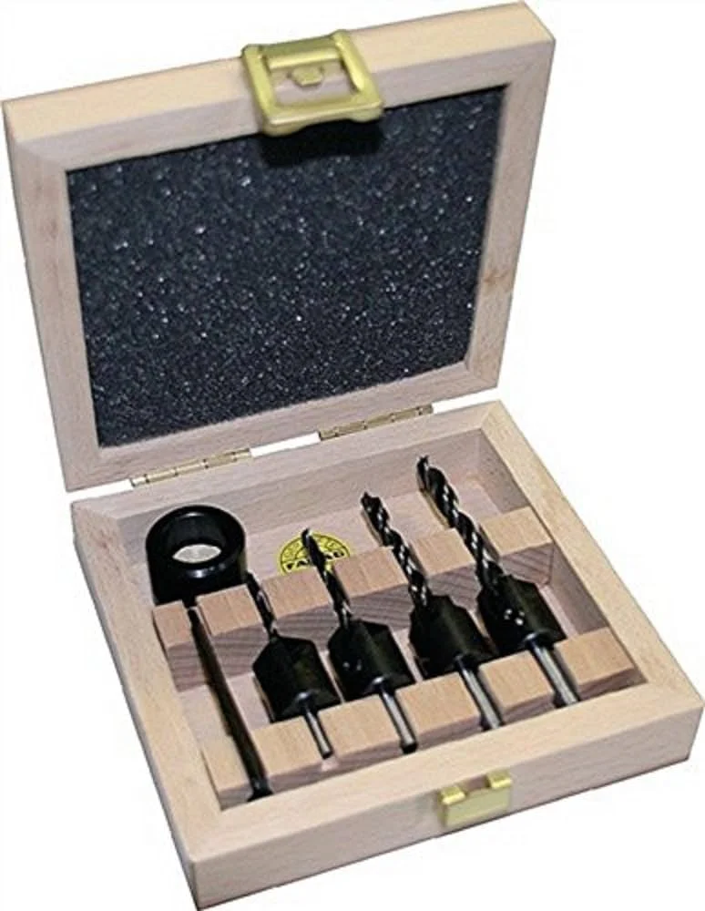 Famag Senkbohrer, 5-teilig, Spiralbohrer mit Aufsteckversenker, Größe ø 3-6  mm, mit praktischer Holzbox – 3574504